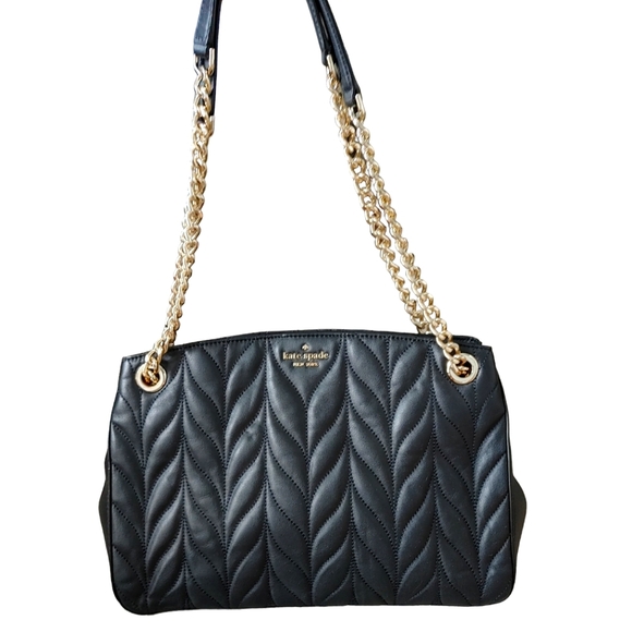 kate spade Handbags - Kate Spade Quilted Black Leather Shoulder Tote Bag